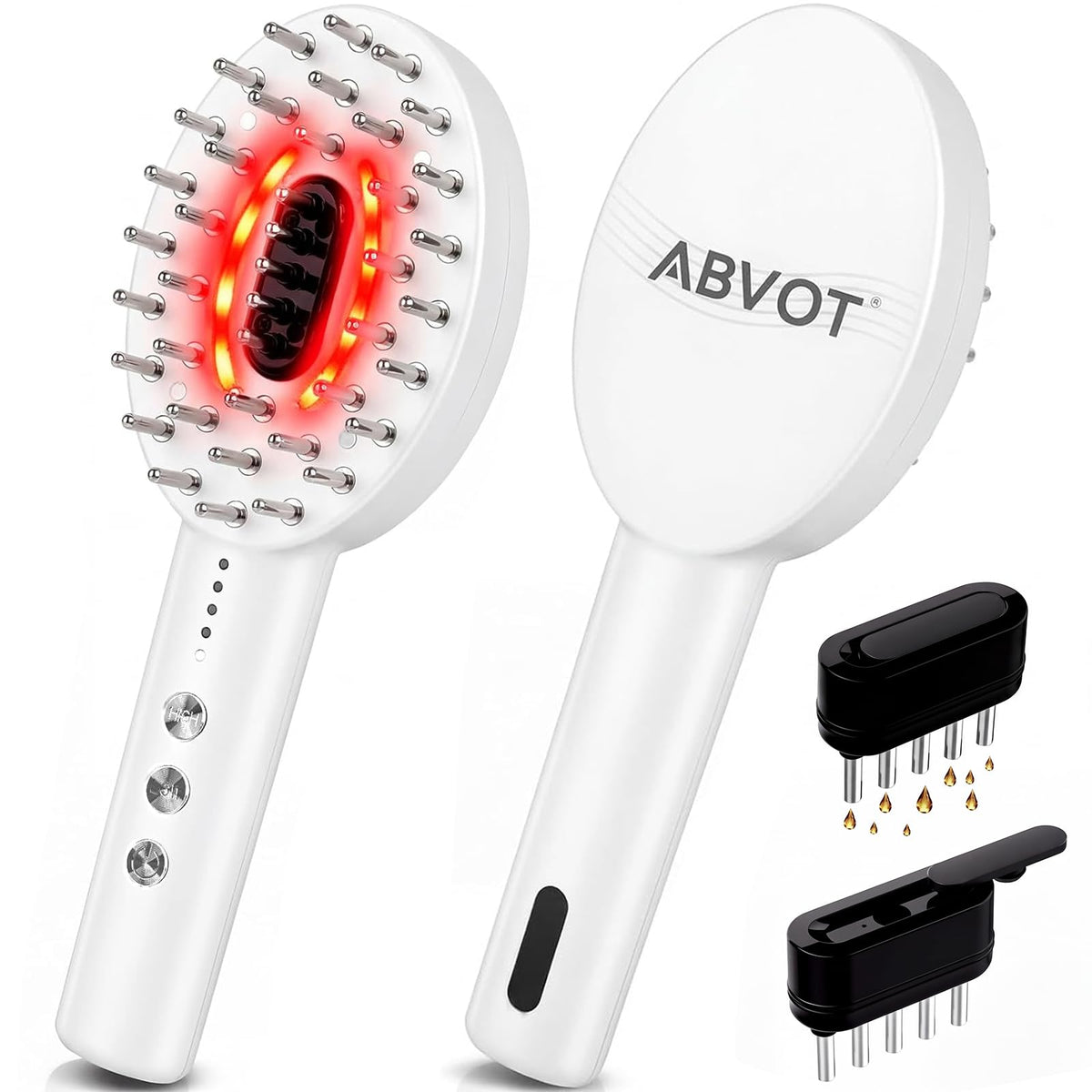 Scalp Oil Applicator with Electric Scalp Massager, Red Light Brush(White)
