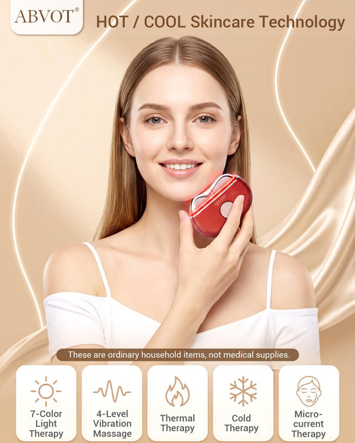 7-in-1 Electric Gua Sha Facial Massager, Facial Tool Device with Hot & Cold Modes, 7 Color LED Lights, 3 Vibration Settings