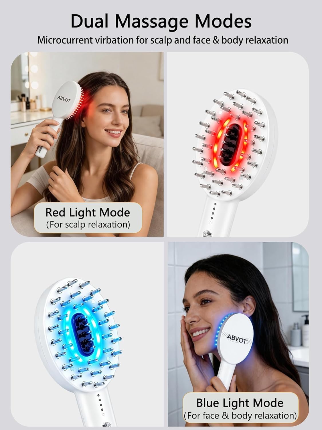 Scalp Oil Applicator with Electric Scalp Massager, Red Light Brush(White)