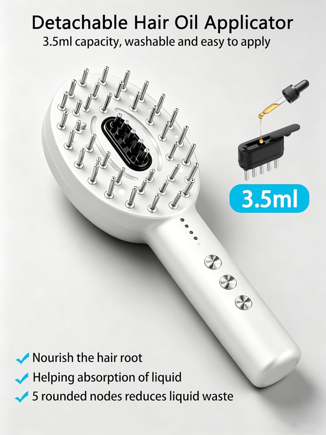 Scalp Oil Applicator with Electric Scalp Massager, Red Light Brush(White)
